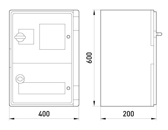 CP5204 Корпус удароміцний з АБС-пластика e.plbox.400.600.200.3f.20m.blank, 400х600х200мм, IP65 3-фазний лічильник 60 модулів