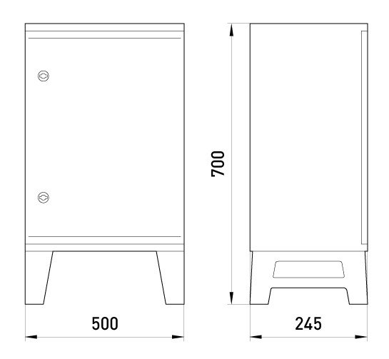 CP5502 Корпус удароміцний з АБС-пластика e.plbox.nap.500.700.245.3f.16m.8m.,blank, 500х700х245мм, IP65, 3ф лічільник 16 модулів
