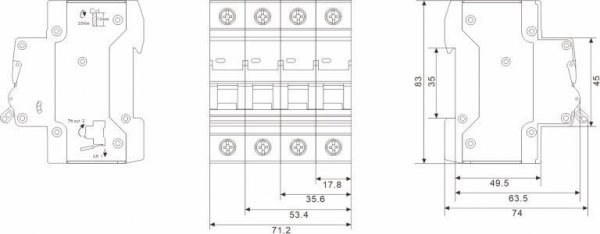 Модульный автоматический выключатель TSB3-63, 3P C25 6kA 25А TOSUNLux