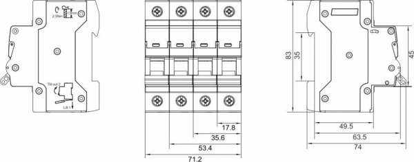 Модульный автоматический выключатель TSB4-63, 3P C50 6kA 50А TOSUNLux