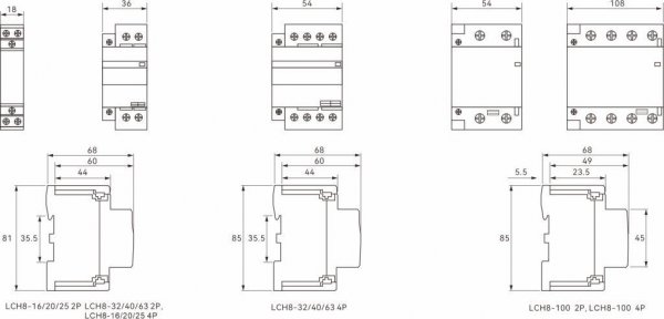Модульний контактор LCH8-20 20A 2P 2NO TOSUNLux