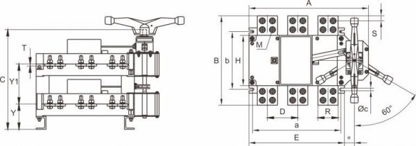 Выключатель нагрузки HGLZ перекидной 1000А 12кВ 3P 400/690В с рукояткой управления TOSUNLux