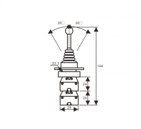 Кнопка-манипулятор PB2-PA14, фиксация 4 направления, Ø22mm, 2NO+2NC AC 230/400B TOSUNLux
