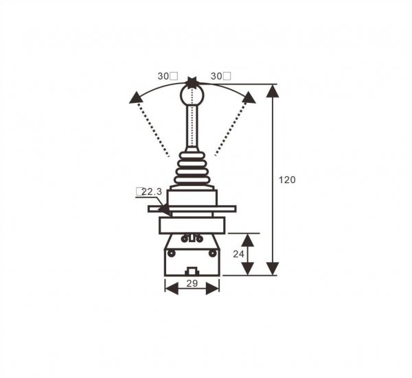 Кнопка-маніпулятор PD2-PА22, повертання 2 напрямки Ø22mm, NO+NC AC 230/400B TOSUNLux