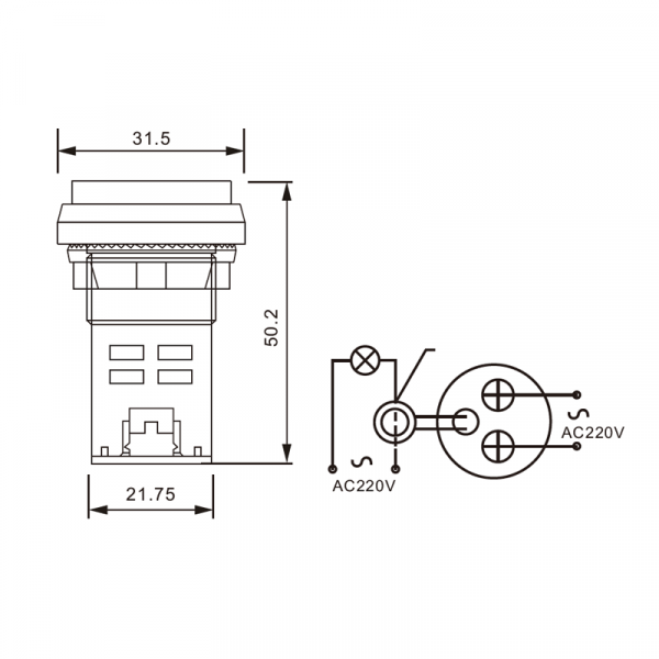 Вимірювальний цифровий пристрій AD22-SAV колір синій 0-100A 50-500В трансформатор клас точності 2,5 TOSUNLux