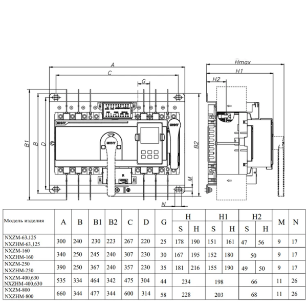 Автоматический ввод резерва NXZM-125S/3B 125A 256780 Chint