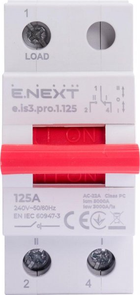 P008029 Вимикач на DIN-рейку на три положення e.is3.pro.1.125, 1р, 125А E.NEXT