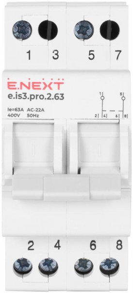 P008014 Выключатель на DIN-рейку на три положения e.is3.pro.2.63, 2р, 63А E.NEXT