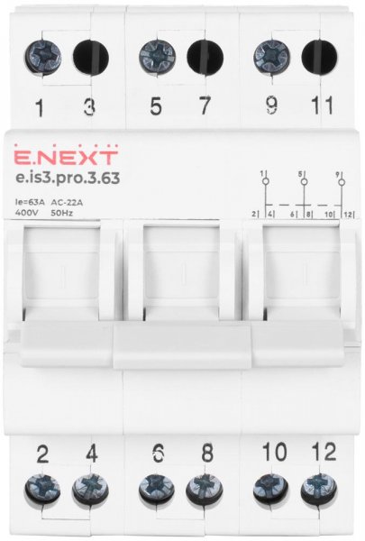 P008015 Вимикач на DIN-рейку на три положення e.is3.pro.3.63, 3р, 63А E.NEXT