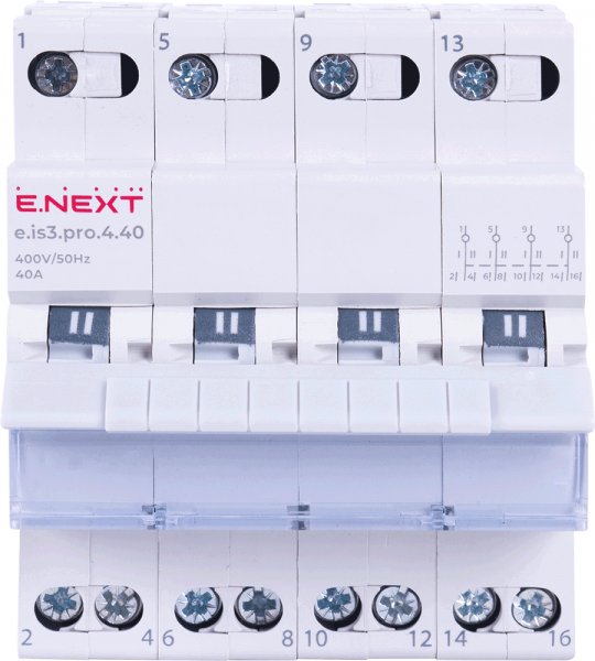 P008025 Вимикач на DIN-рейку на три положення e.is3.pro.4.40, 4р, 40А E.NEXT