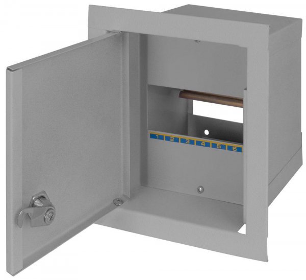 S0100018 Корпус e.mbox.stand.w.06.z металевий, під 6 мод., що вбудовується, з замком, E.NEXT