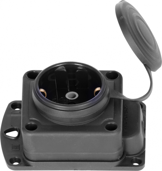 S9100025 Розетка одинарна з захисною кришкою каучукова e.socket.rubber.029.1.16, з з/к, 16А E.NEXT