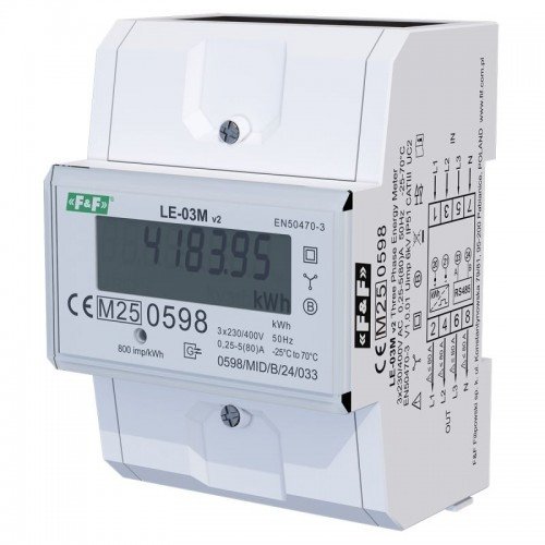 Счетчик электроэнергии LE-03M v2 трехфазный MODBUS RTU F&F
