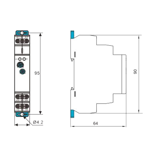 Реле затримки на вмикання TRT8-A1/A230 живлення AC 230B, діапазон 0,1 сек - 10 днів, вихід 1SPDT (перемикаючий контакт) 16A (AC1) TOSUNLux