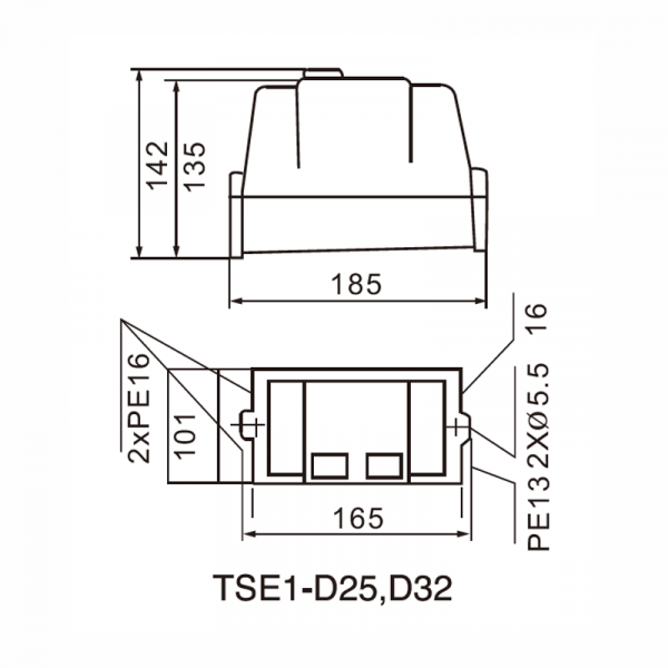 Магнитный пускатель TSE1-D32 32А катушка AC400V (23A-32A) в корпусе IP54 TOSUNLux