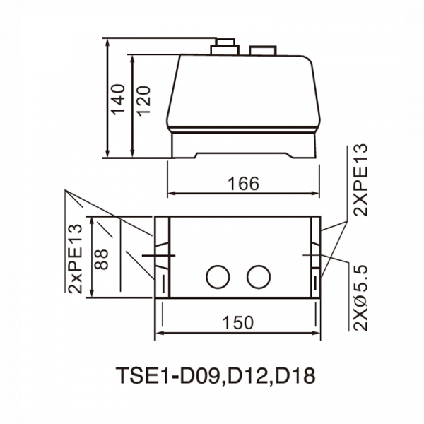 Магнітний пускач TSE1-D09 9А котушка AC400V (1,6A-2,5A) в корпусі IP54 TOSUNLux
