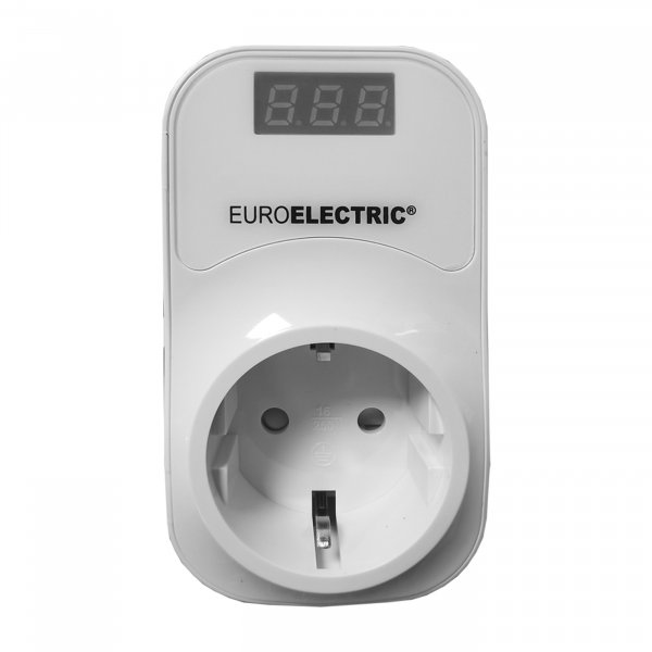 EUROELECTRIC Реле контроля напряжения в розетку 16А 3,5кВт 150V-210V 230V-280V (50) RV-16A/3,5kW