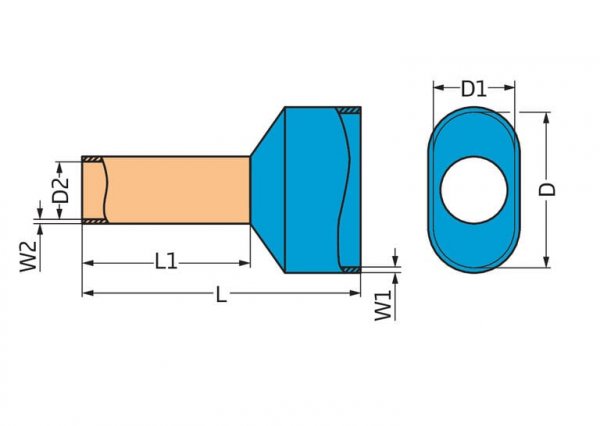 Ізольований подвійний наконечник Wago 216-542 для 2х1мм²/AWG 2х18 довжина 12мм (червоний)
