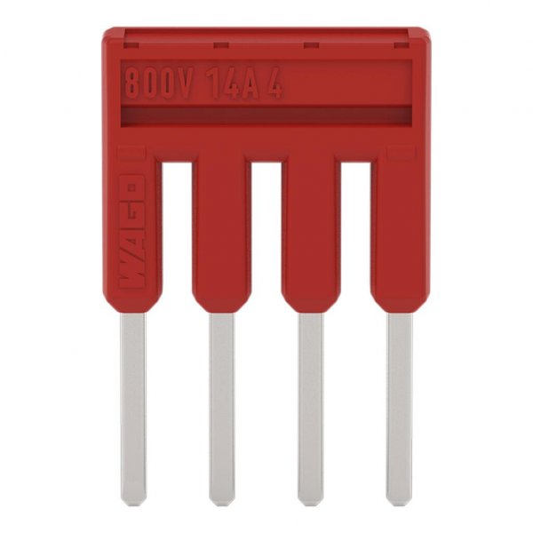 Ізольована гребінчаста перемичка Wago 2000-404/000-005 на 4 контактів 14А (червона)