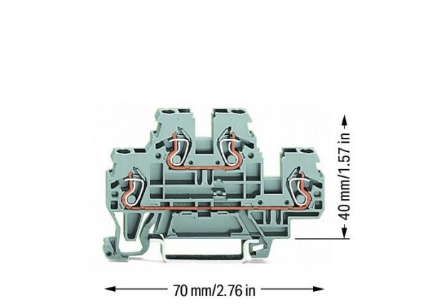 Проходная L-клемма Wago 870-501 2,5 мм (серая)