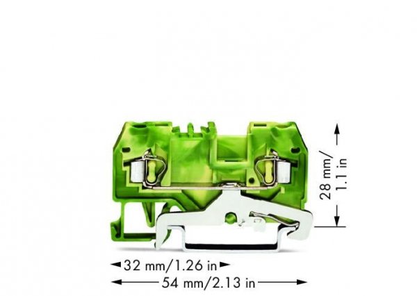 Клема заземлення з пружинним затиском набірна 2-провідна 2,5 мм² жовто-зелена, WAGO