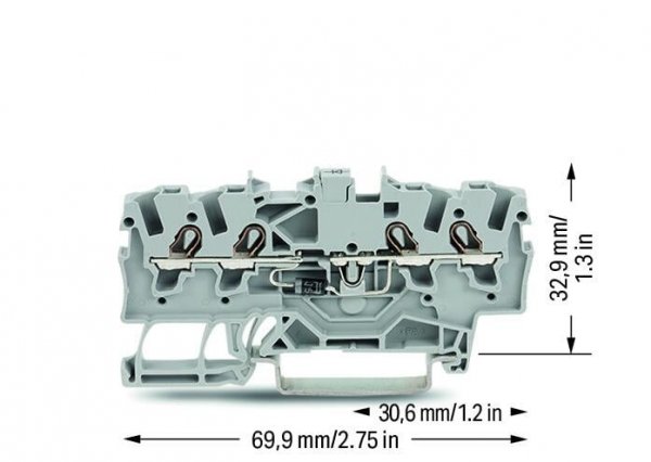 Клема Wago 2002-1411/1000-411 з діодом 1N4007 (сіра)