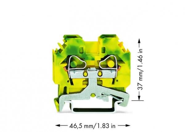 Клема заземления с пружинным зажимом наборная 2-проводная с боковым подключением 6,0 мм² желто-зеленая, WAGO