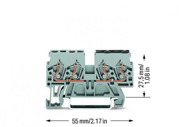 Подвійна клема Wago 870-826 (несполучна) (сіра)