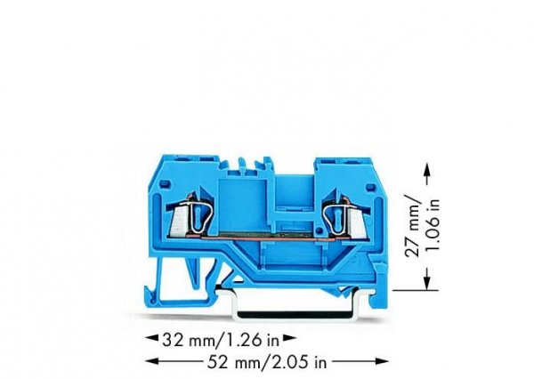 Клема прохідна з пружинним затискачем набірна 2-провідна 1,5 мм² синя, WAGO