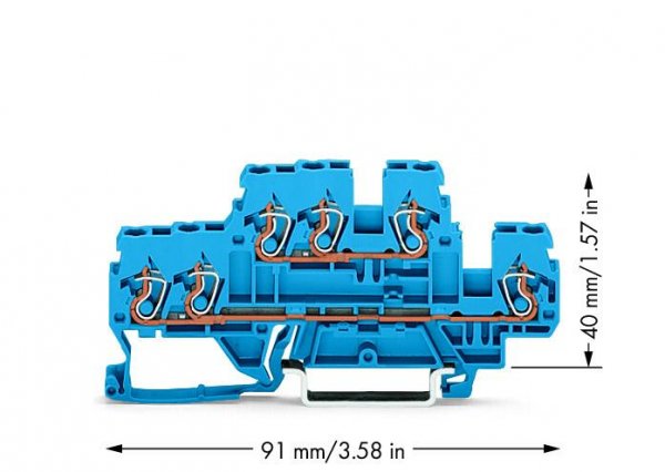 Трипровідна прохідна N клема Wago 870-534 (синя)