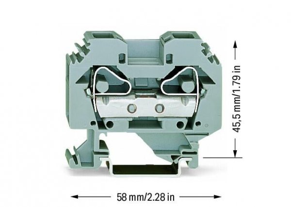 Клема прохідна з пружинним затиском набірна 2-провідна з бічним підключенням 16 мм² сіра, WAGO