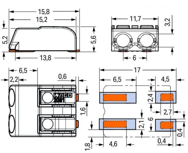 Клемная колодка Wago 2061-602/998-404 на 2 вывода