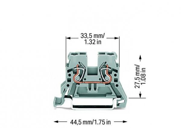 Двухпроводная компактная клемма Wago 870-901 TS35 (серая)