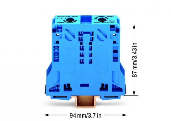 Клемма проходная винтовая наборная 2-проводная 50 мм² синяя, WAGO