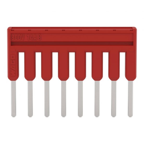 Ізольована гребінчаста перемичка Wago 2000-408/000-005 на 8 контактів 14А (червона)