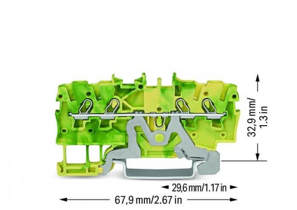 Чотирипровідна клема заземлення Wago 2000-1407 (жовто-зелена)