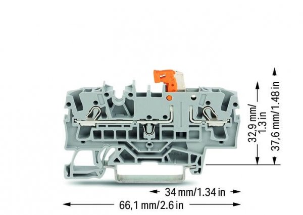 Клема Wago 2002-1671 Topjob S с разъединителем 16 А (серая)