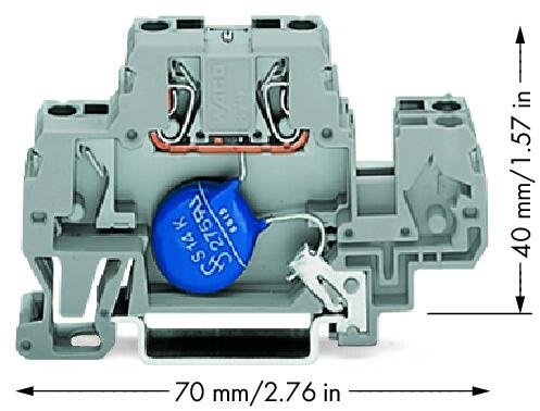 Компонентна клема Wago 870-523/281-583 з варистором 48В DC (сіра)