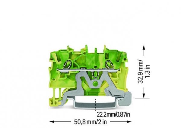 Двопровідна клема заземлення Wago 2000-1207 (жовто-зелена)
