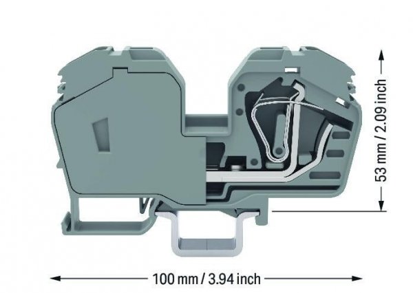 Клема прохідна з пружинним затиском набірна 2-провідна 35 мм² сіра, WAGO