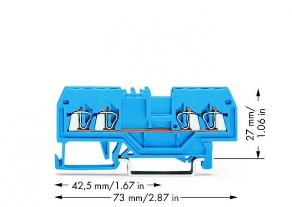 Клема прохідна з пружинним затиском набірна 4-провідна 1,5 мм² синя, WAGO