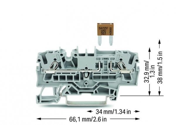 Клемна колодка Wago 2002-1681 із запобіжником