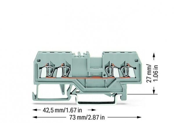 Клема прохідна з пружинним затискачем набірна 4-провідна 1,5 мм² сіра, WAGO