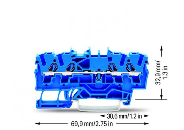Чотириконтактна прохідна клема Wago 2002-1404 Topjob S 2,5мм (синя)