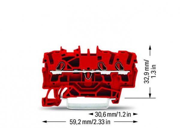 Прохідна клема Wago 2002-1303 для Ex e (червона)