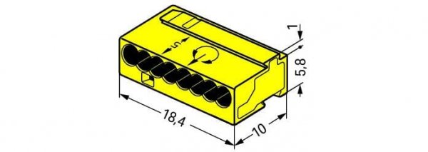Мікро-клема для розподільних коробок на 8 провідників WAGO 243-508