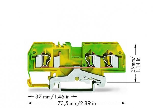 Клема заземлення з пружинним затиском набірна 3-провідна 4,0 мм² жовто-зелена, WAGO