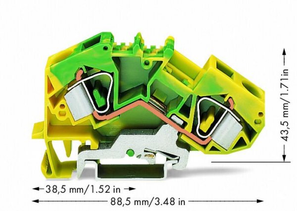 Клемма заземления Wago 783-607 16 мм² (желто-зеленая)
