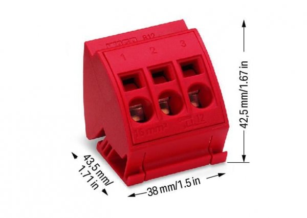 Сборная клемная колодка Wago 812-113 16 мм (красная)