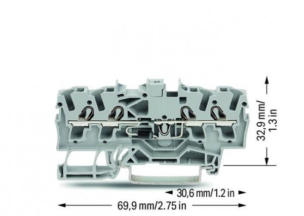 Четырехпроводная клемма Wago 2002-1411/1000-410 Topjob S с диодом 1N4007 2,5 мм²